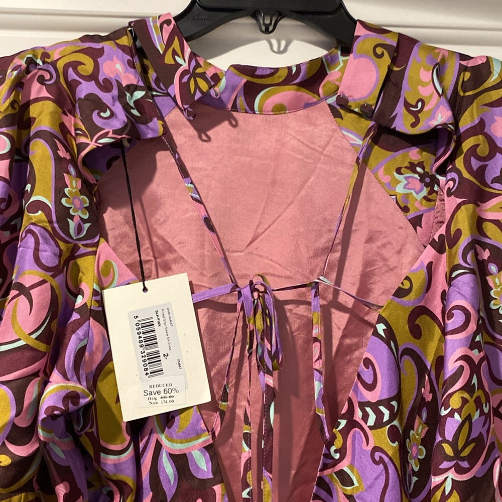 NWT designer Elegant Purple Patterned Dress; Ted Baker fits like small-size 6-8 - Picture 5 of 6